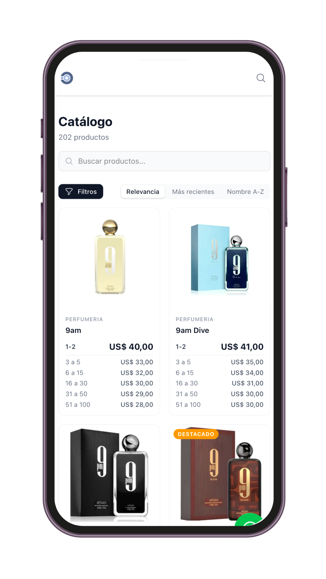 Catálogo web público de productos